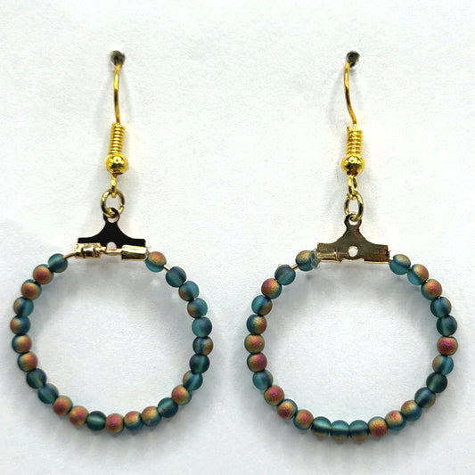 Small Matte Blue/Copper Loop Earrings