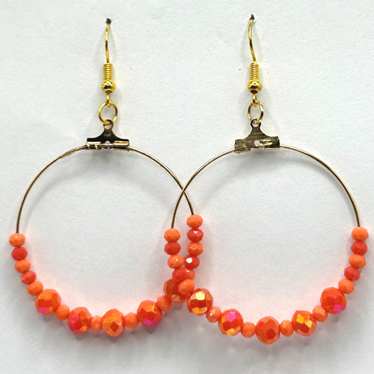 Orange Sparkly Large Loop Earrings