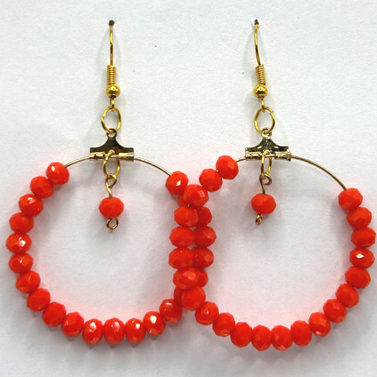 Orange Large Loop Earrings with Accent