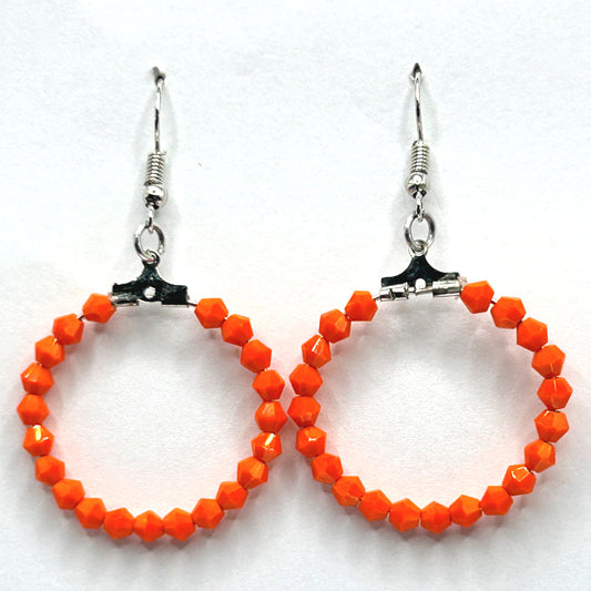 Medium Orange Bicone Loop Earrings