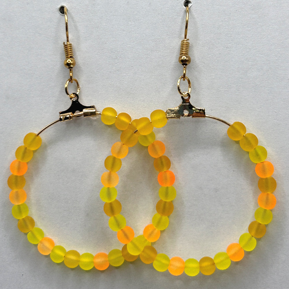 Orange and Yellow Large Loop Earrings