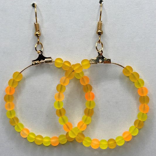 Orange and Yellow Large Loop Earrings