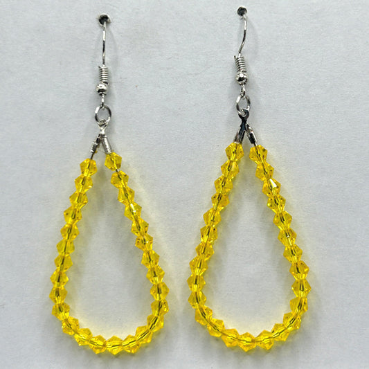Sparkly Yellow Teardrop Loop Earrings