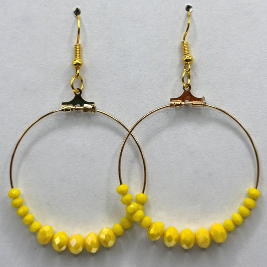 Yellow Sparkle Large Loop Earrings