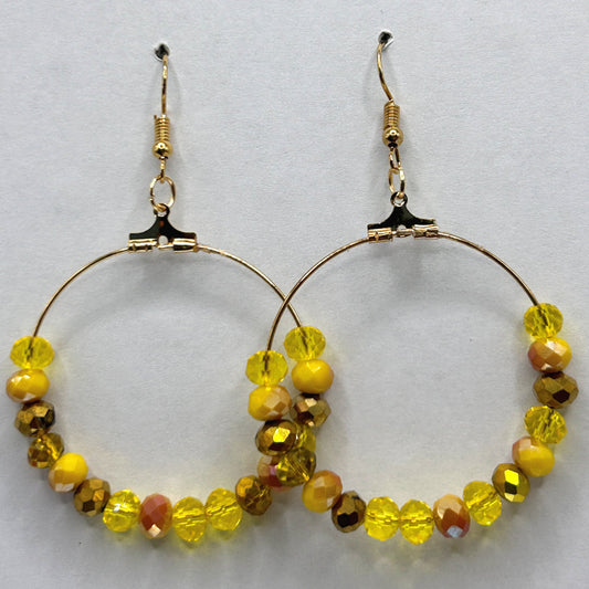 Mixed Yellows Large Loop Earrings