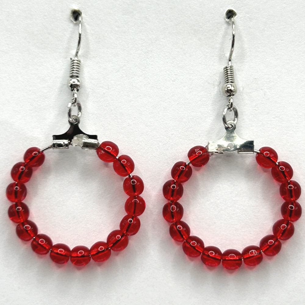 Small Red Loop Earrings