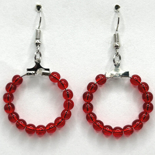 Small Red Loop Earrings