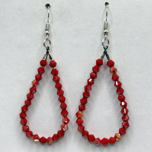 Dark Red Teardrop Loop Earrings