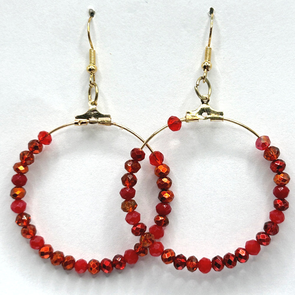 Sparkle Red Large Loop Earrings