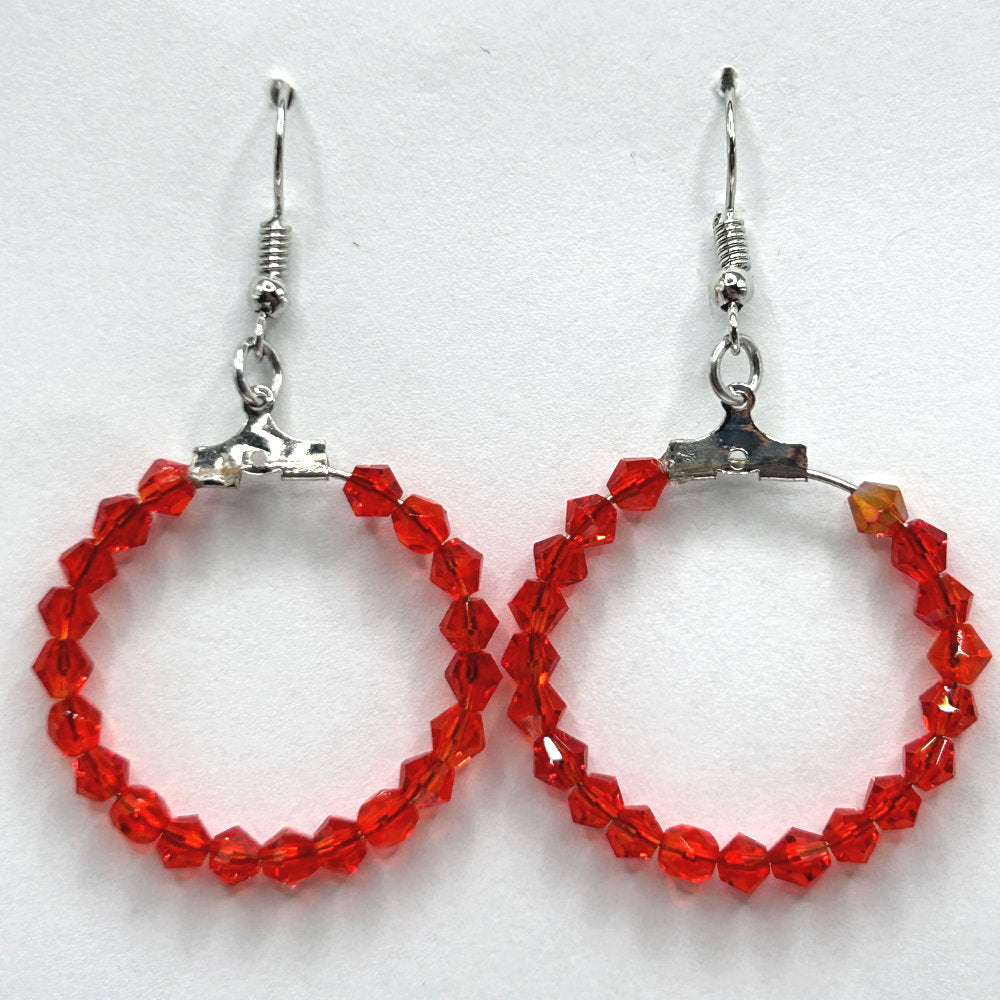 Medium Sparkly Red Loop Earrings