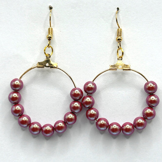 Medium Red Loop Earrings with Golden Sheen