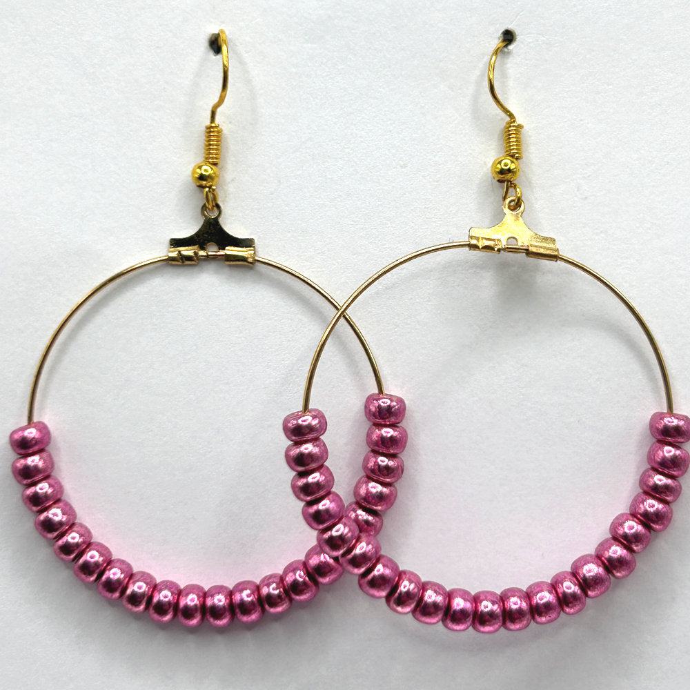 Metallic Pink Large Loop Earrings