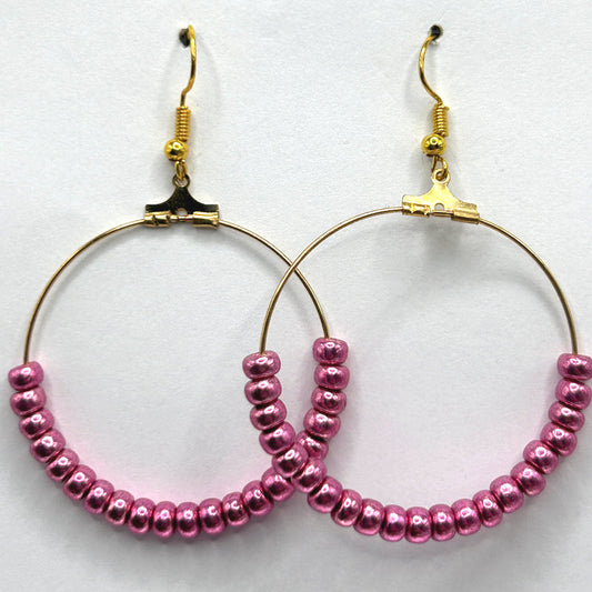 Metallic Pink Large Loop Earrings