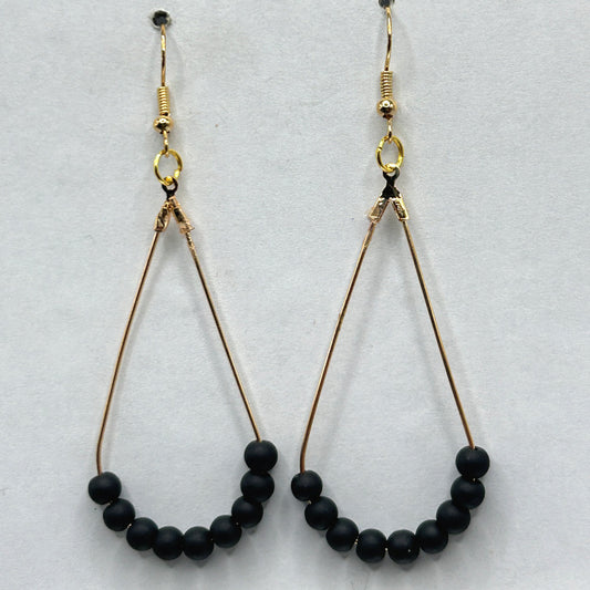 Black Matte Teardrop Loop Earrings
