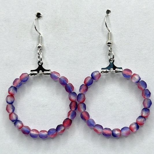 Pink and Blue Matte Medium Loop Earrings