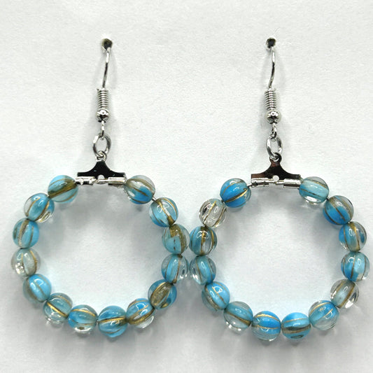 Blue-Clear-Twist Medium Loop Earrings