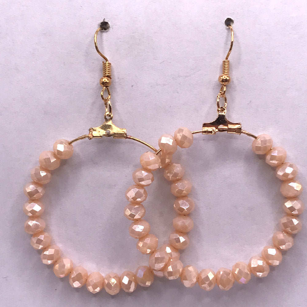 Sparkly Champagne Large Loop Earrings