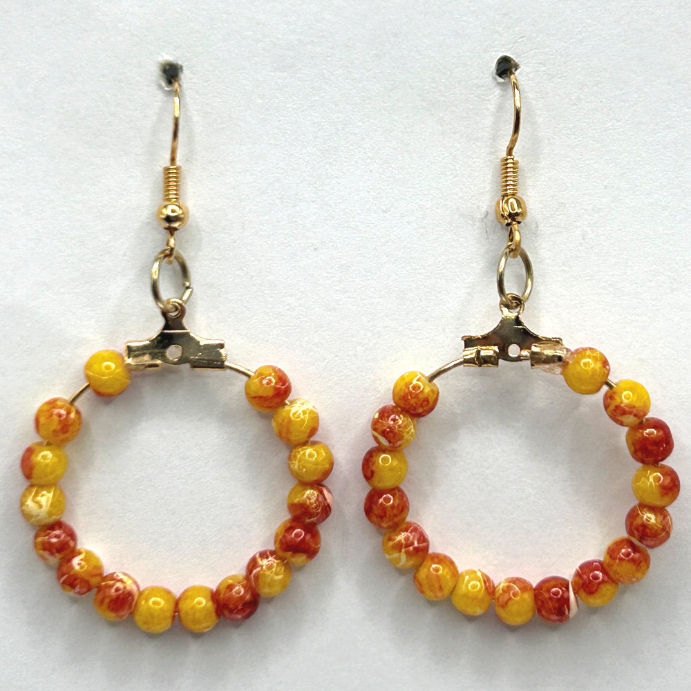Red and Yellow Small Loop Earrings