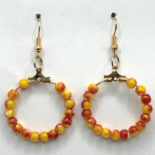 Red and Yellow Small Loop Earrings
