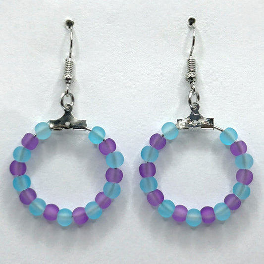 Matte Blue and Purple Small Loop Earrings