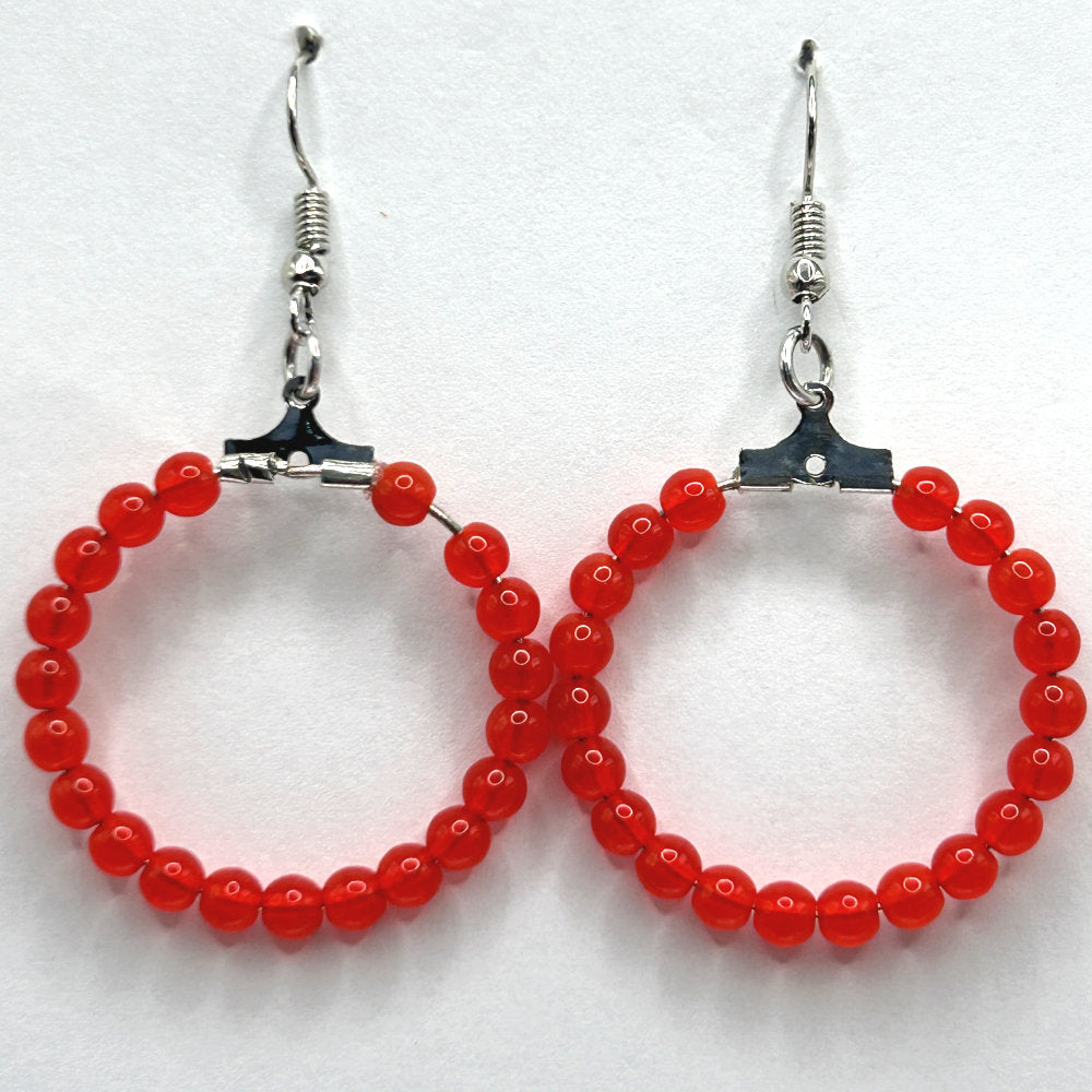 Medium Red Round Loop Earrings