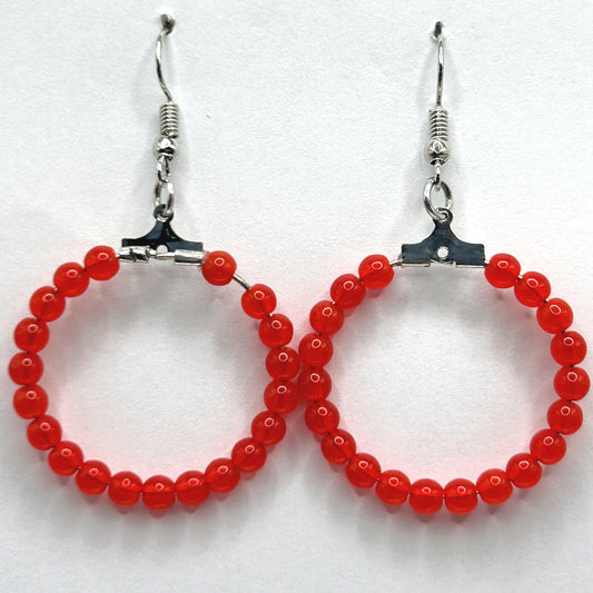 Medium Red Round Loop Earrings