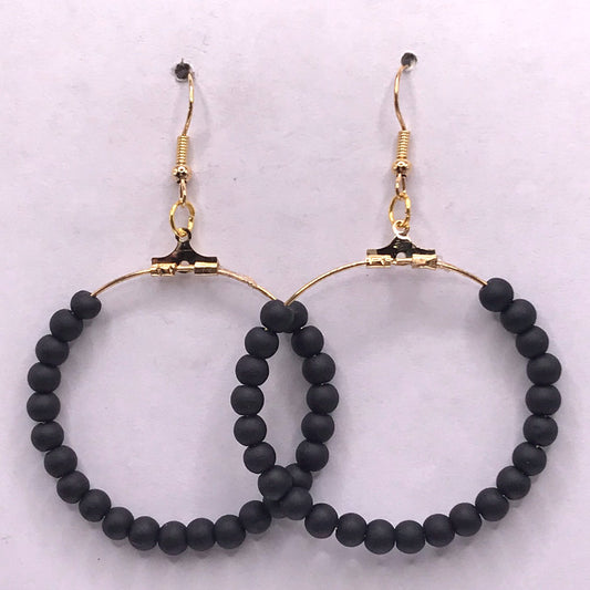 Large Black Matte Loop Earrings