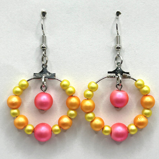 Pastel Small Loop Earrings with Dangle