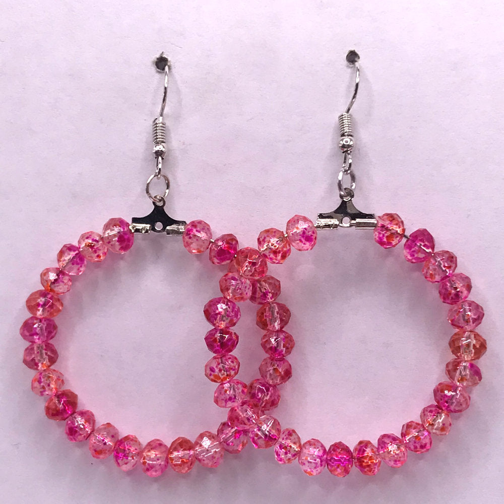 Speckled Pink Large Loop Earrings