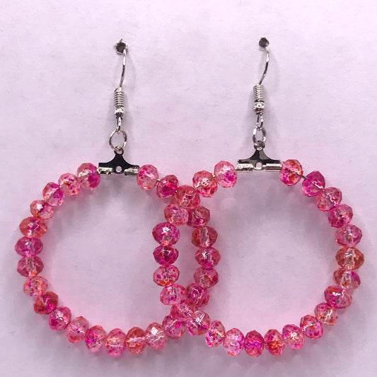 Speckled Pink Large Loop Earrings
