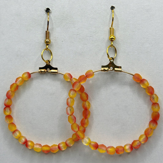 Red and Yellow Matte Large Loop Earrings