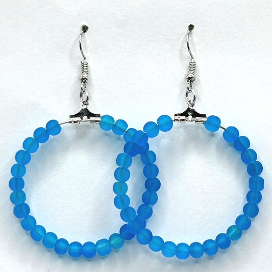 Bright Matte Blue Large Loop Earrings