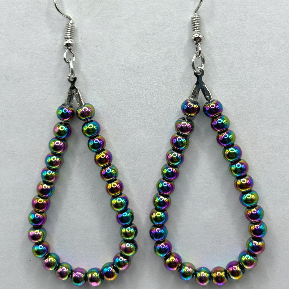Multicolor Metallic Teardrop Loop Earrings