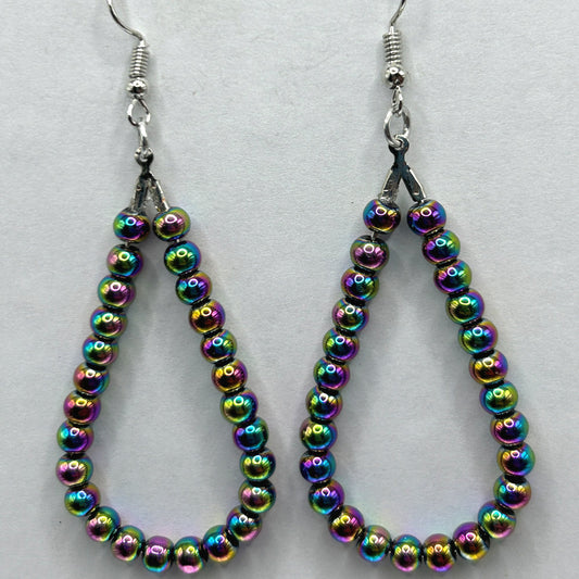 Multicolor Metallic Teardrop Loop Earrings
