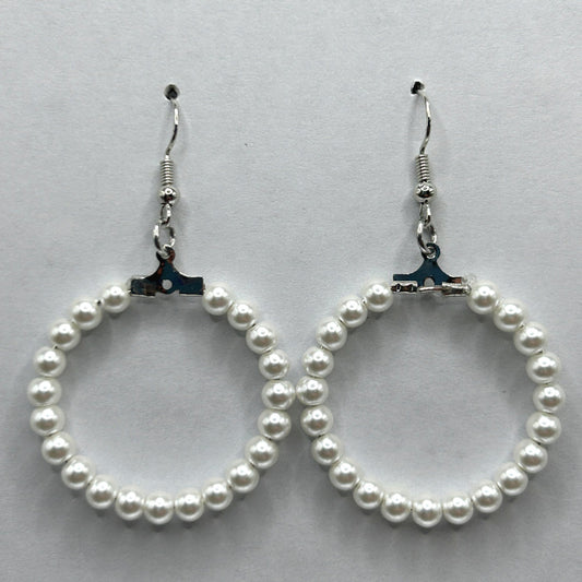 Medium Faux Pearl Loop Earrings