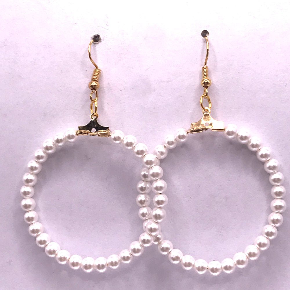 Large Faux Pearl Loop Earrings