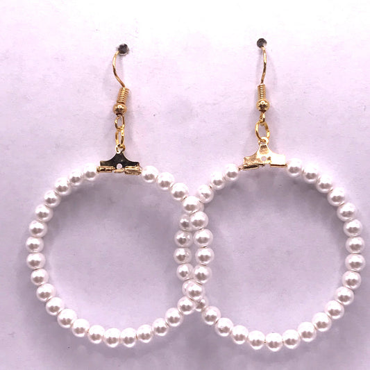 Large Faux Pearl Loop Earrings