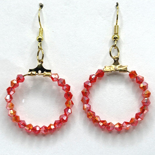 Red Super-Sparkle Small Loop Earrings