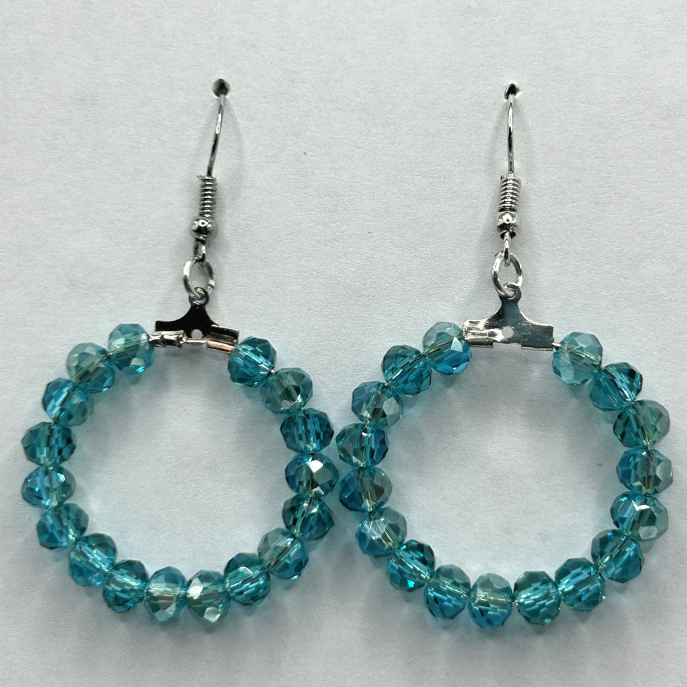 Blue Sparkle Medium Loop Earrings