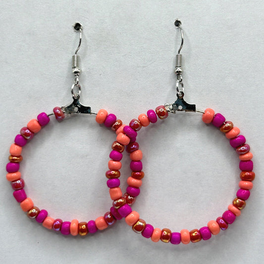 Pinky-Red Large Loop Earrings