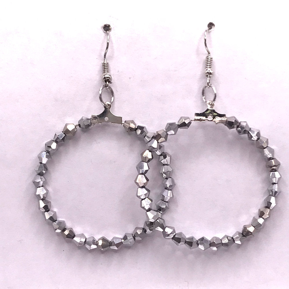Sparkly Silver Large Loop Earrings