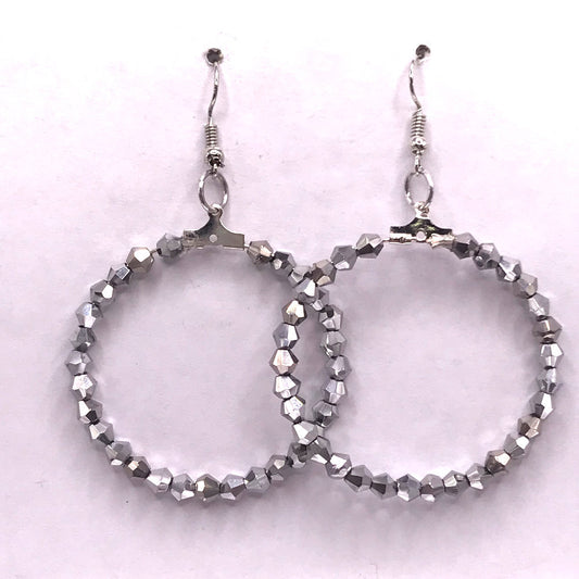 Sparkly Silver Large Loop Earrings