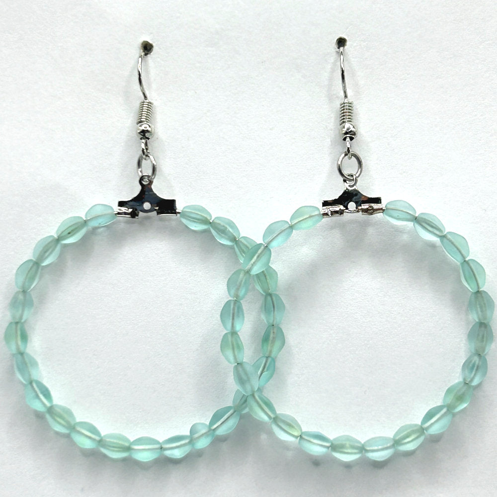 Light Matte Blue Large Loop Earrings