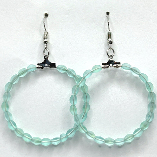 Light Matte Blue Large Loop Earrings
