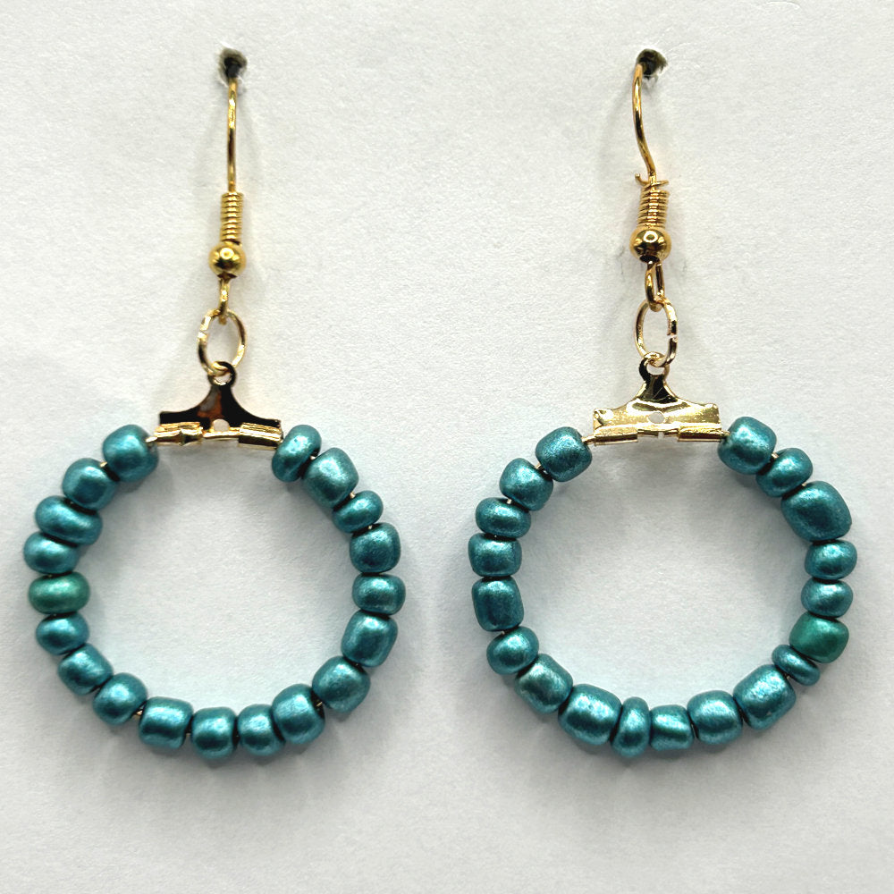 Matte Blue Metallic Small Loop Earrings