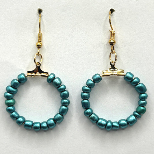 Matte Blue Metallic Small Loop Earrings