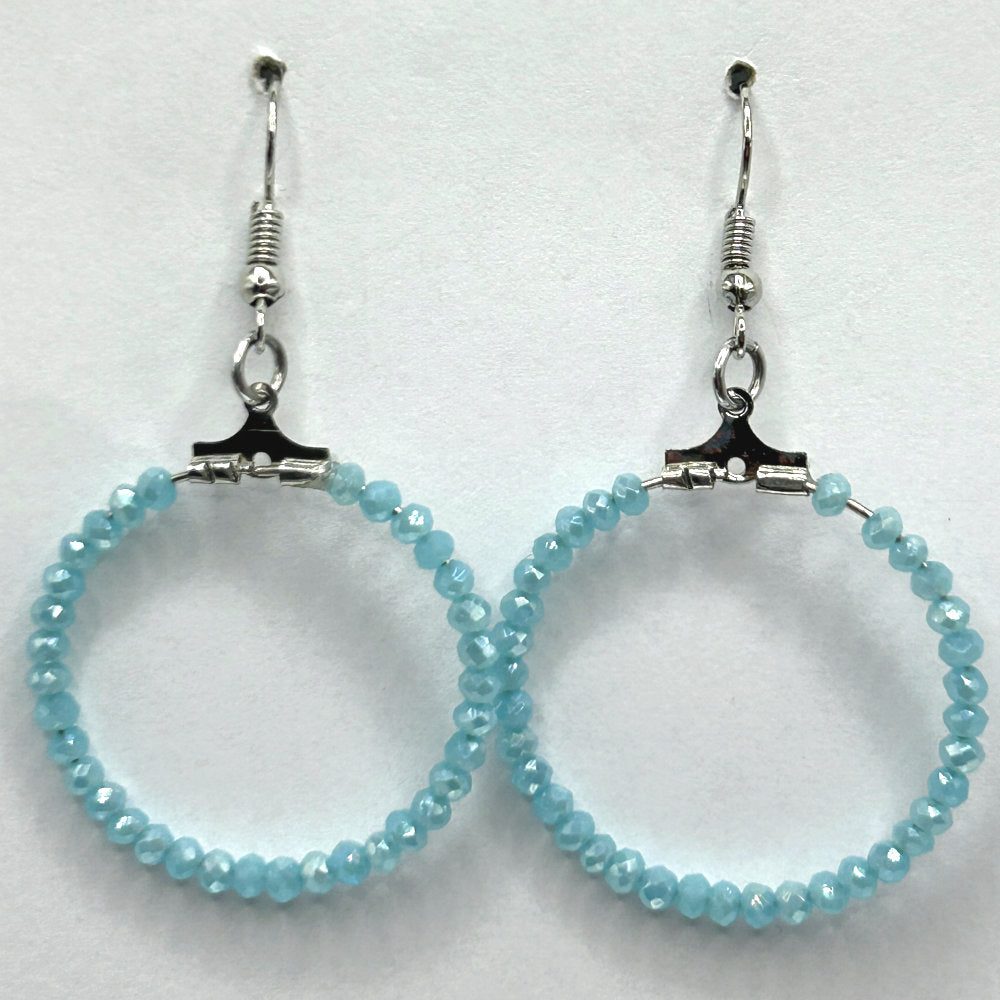 Medium Loop Earrings with Tiny Blue Beads