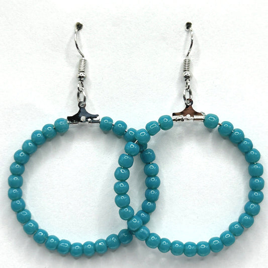 Aqua Blue Large Loop Earrings