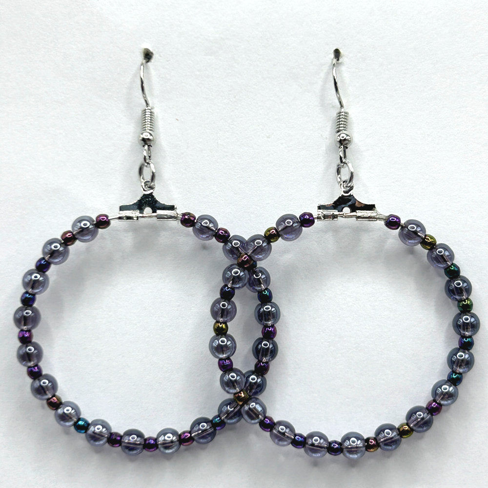 Mixed-Size Purple Large Loop Earrings