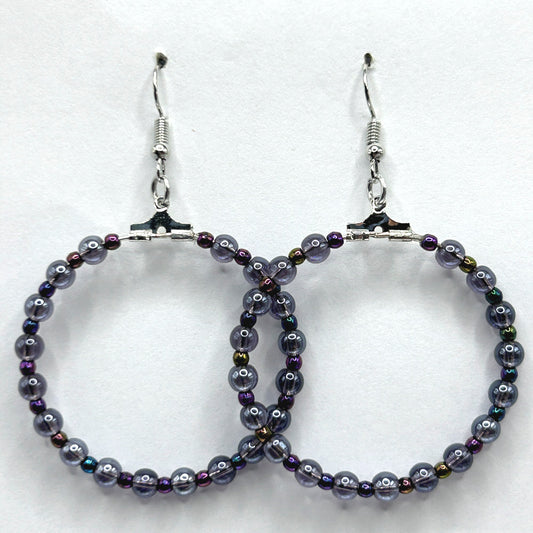 Mixed-Size Purple Large Loop Earrings